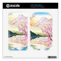Cool oriental japanese mt Fuji spring cherry tree Decals For HTC Sensation