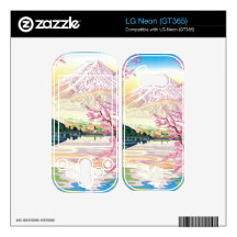 Cool oriental japanese mt Fuji spring cherry tree Skin For LG Neon