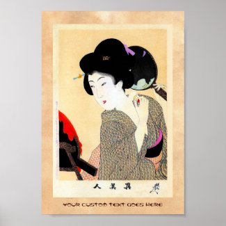 Cool oriental japanese old print geisha lady art