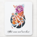 Cool Oriental Japanese Orange Koi Fish Carp Lotus Mouse Pad