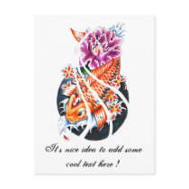 Cool Oriental Japanese Orange Koi Fish Carp Lotus Post Cards