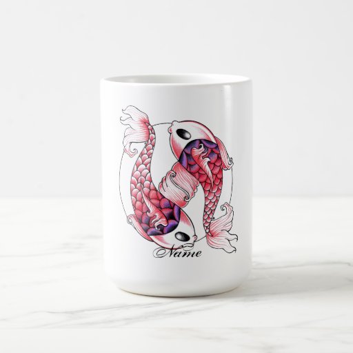 Cool Oriental Japanese pink Koi Carp Yin Yang Coffee Mugs