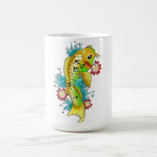 Cool oriental japanese rainbow koi carp fish coffee mug