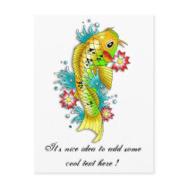 Cool oriental japanese rainbow koi carp fish post card