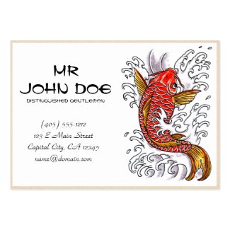 Cool oriental japanese red ink lucky koi fish business card