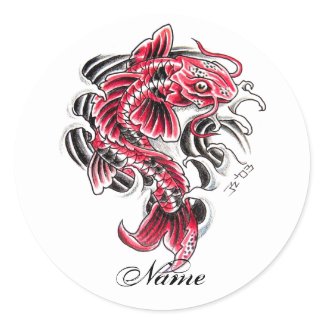 Cool Oriental Japanese Red Koi Carp Fish tattoo Sticker