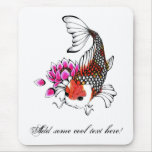 Cool Oriental Japanese Red Koi Lotus tattoo Mouse Pads