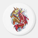 Cool Oriental Japanese Red Twin Koi Carp Fish Fridge Magnet