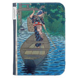 Cool oriental japanese river boat fishing woman cases for the kindle
