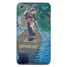 Cool oriental japanese river boat fishing woman iPod touch covers