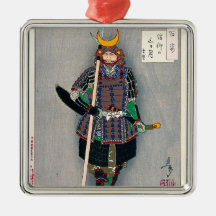 Cool oriental japanese Samurai Warrior Yari Spear Christmas Ornament