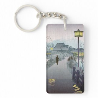 Cool oriental japanese shiro night rain shinobazu acrylic keychain