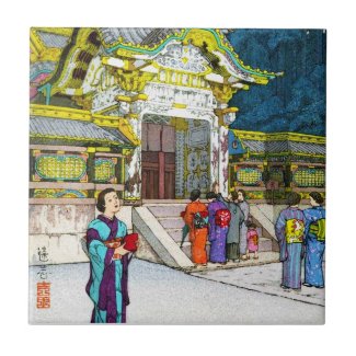 Cool oriental japanese shrine temple people hanga tiles