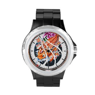 Cool oriental japanese tattoo ink lucky koi fish wrist watch