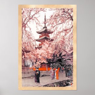 Cool oriental japanese Ueno Park watercolour art Print