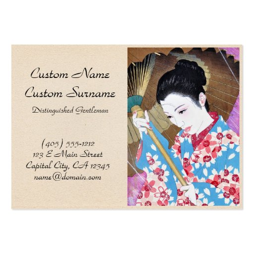 Cool oriental japanese vintage lady umbrella art business cards