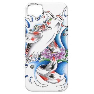 Cool oriental japanese white ink lucky koi iPhone 5 case