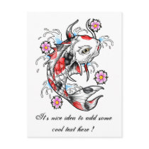 Cool Oriental Japanese White Koi Fish Carp tattoo Post Cards
