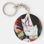 Cool oriental japanese woodprint tadamasa kabuki key chains