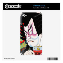 Cool oriental japanese woodprint tadamasa kabuki iPhone 4 skins