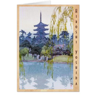 Cool oriental japanese Yoshida lake Shrine Temple Cards