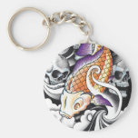 Cool Oriental Koi Carp Skull tattoo Keychains