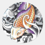 Cool Oriental Koi Carp Skull tattoo Stickers