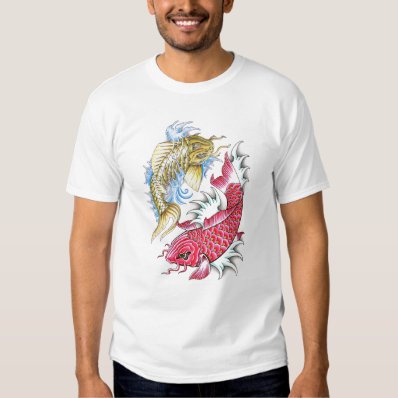 Cool Oriental Koi Fish Red Gold Yin Yang tattoo T Shirt