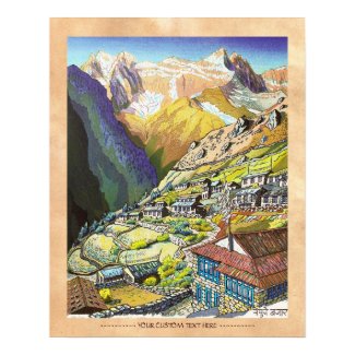 Cool oriental Namche Bazar Nepal mountain art Posters