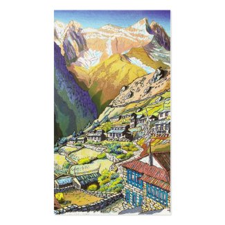 Cool oriental Namche Bazar Nepal mountain pass Business Cards