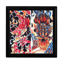 Cool Oriental Red Dragon Flame tattoo Gift Box