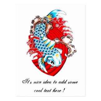 Cool Oriental Red Koi Fish Carp tattoo Postcards