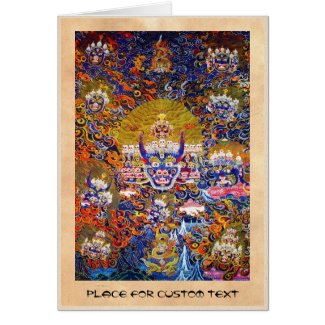 Cool oriental tangka Yamantaka death god tattoo Cards