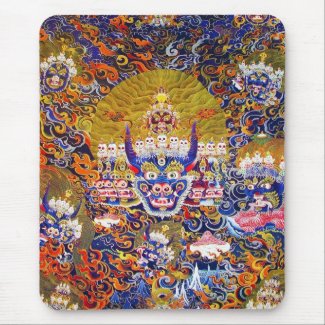 Cool oriental tangka Yamantaka death god tattoo Mouse Pad