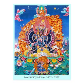 Cool oriental tangka Yamantaka death god tattoo Post Card