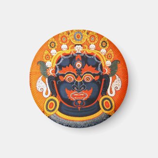 Cool oriental tibetan thangka Bhairava tattoo art Magnets