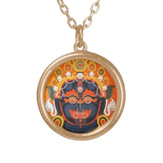 Cool oriental tibetan thangka Bhairava tattoo art Necklace