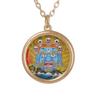Cool oriental tibetan thangka demon tattoo art necklace