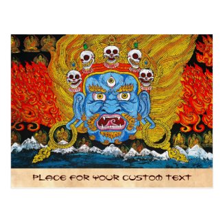 Cool oriental tibetan thangka demon tattoo art post card