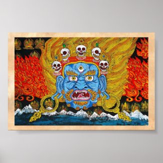 Cool oriental tibetan thangka demon tattoo art print