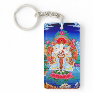 Cool oriental tibetan thangka god tattoo art keychain