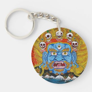 Cool oriental tibetan thangka god tattoo art acrylic keychain