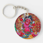 Cool oriental tibetan thangka god tattoo art round acrylic keychains