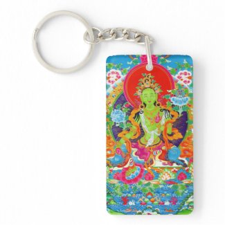 Cool oriental tibetan thangka god tattoo art rectangle acrylic keychains