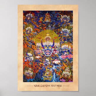 Cool oriental tibetan thangka god tattoo art poster