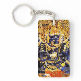 Cool oriental tibetan thangka god tattoo art tibet rectangular acrylic keychains