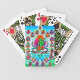 Cool oriental tibetan thangka Green Tara tattoo Card Deck