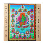 Cool oriental tibetan thangka Green Tara  tattoo Ceramic Tile