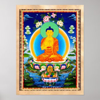 Cool oriental tibetan thangka Prabhutaratna Buddha Poster
