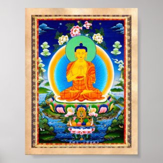 Cool oriental tibetan thangka Prabhutaratna Buddha Posters